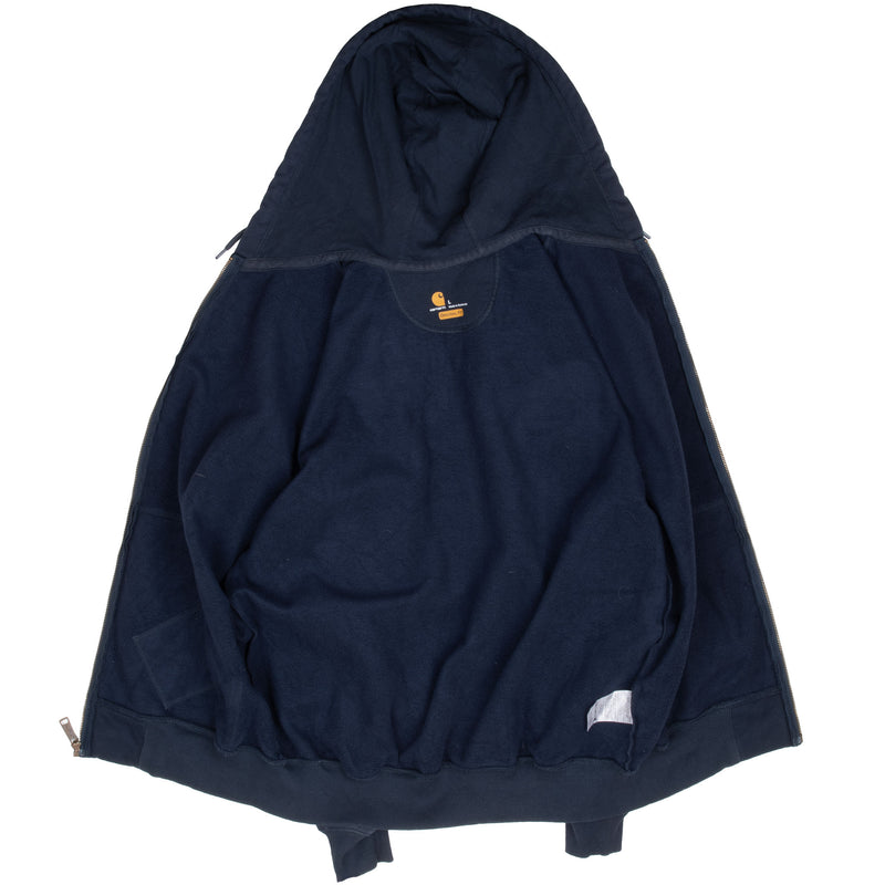 Vintage Carhartt Rain Defender Full Zip Navy Hoodie Sweatshirt Size Large