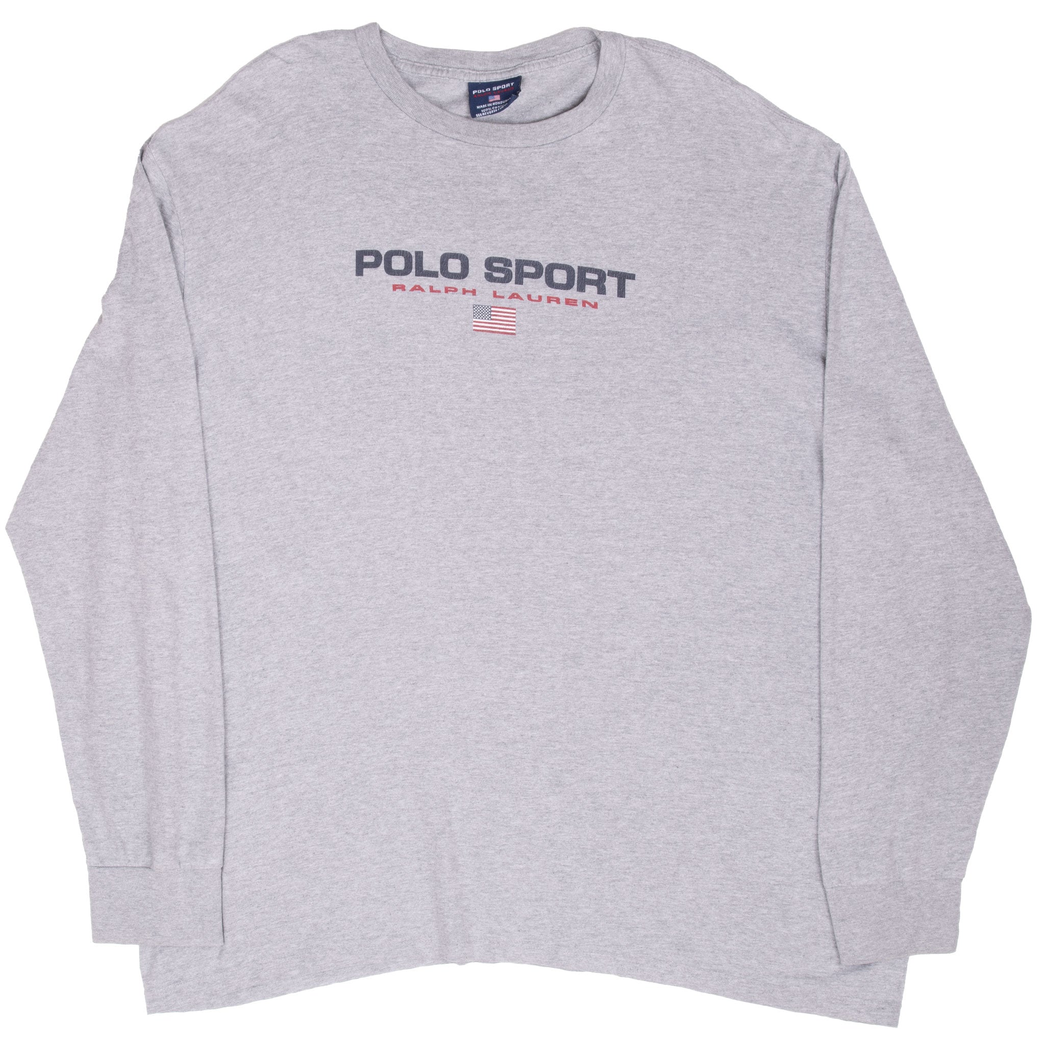 Vintage Ralph Lauren Polo Sport Grey Long Sleeve Tee Shirt 1990S Size XL