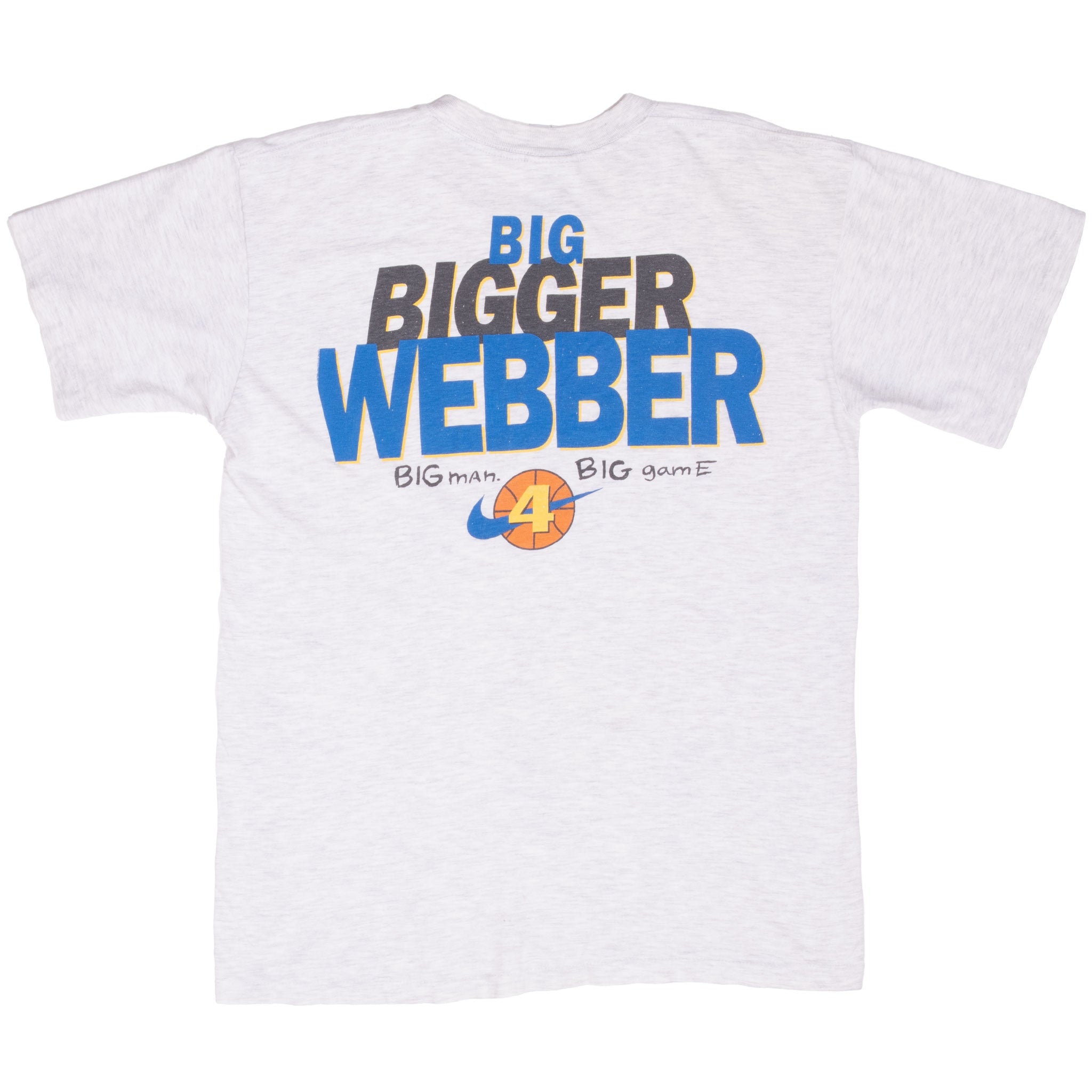 Vintage Nike Big Chris Webber Early 1990S Tee Shirt Size Medium Made In Usa With Single Stitch Sleeves