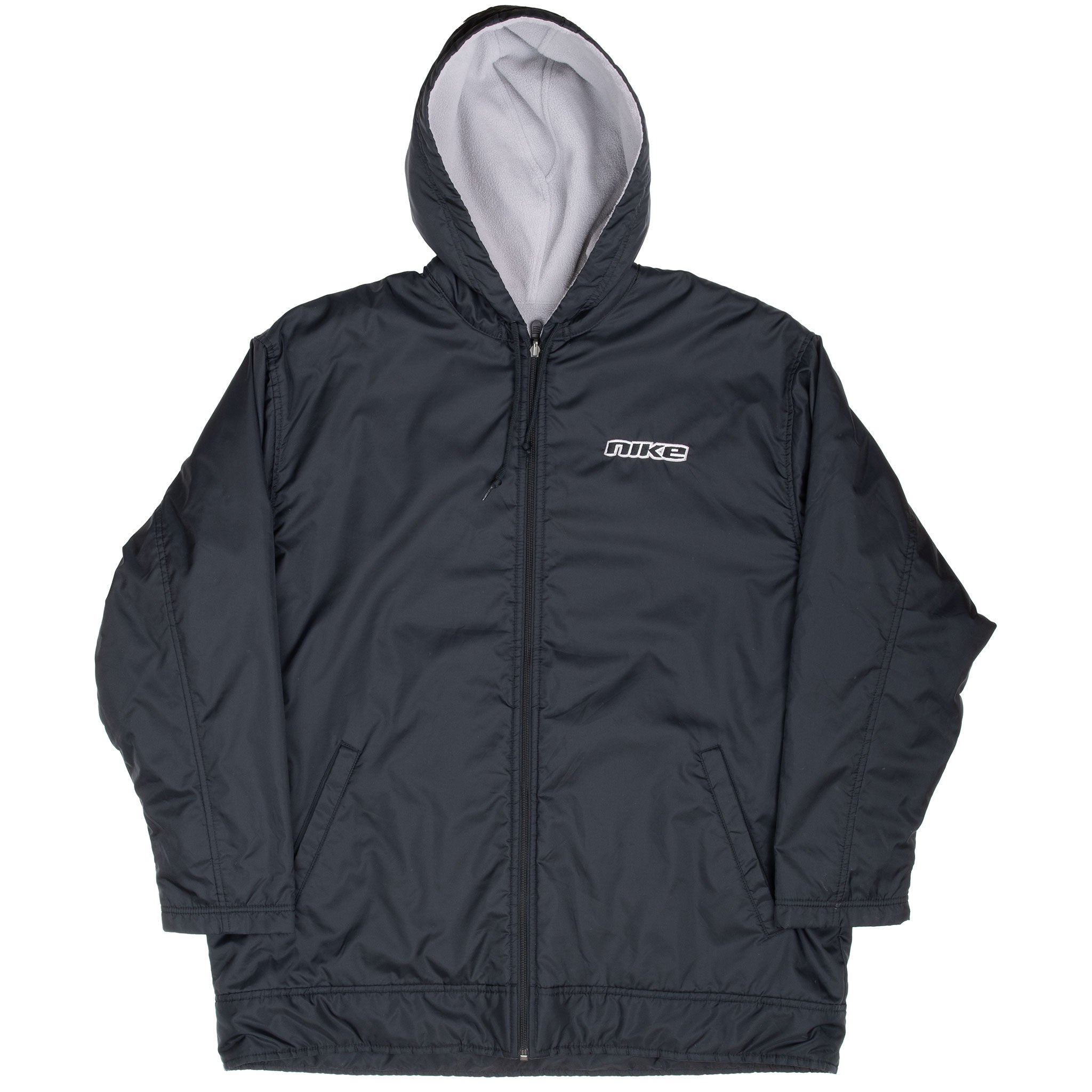 Vintage Nike Black Hooded Reversible Windbreaker Jacket 2000S Size Large