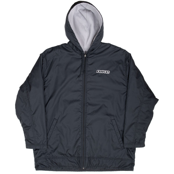Vintage Nike Black Hooded Reversible Windbreaker Jacket 2000S Size Large