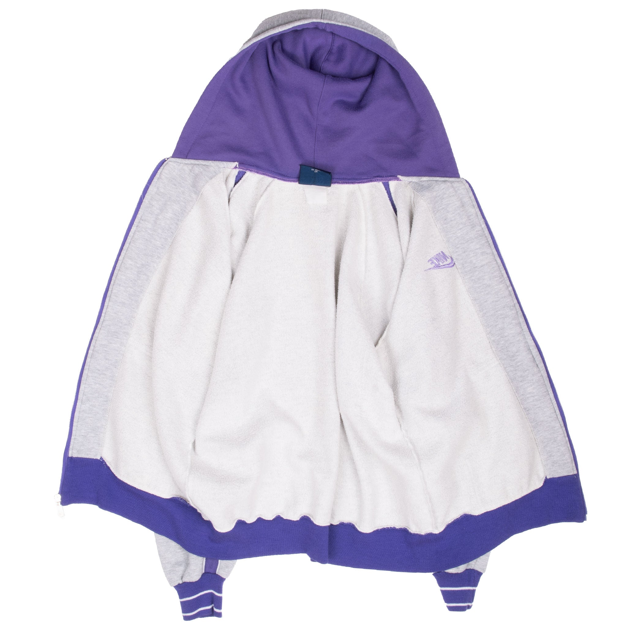 Vintage Nike Grey Purple Full Zip Hoodie Jacket Early 1980S Size Large
