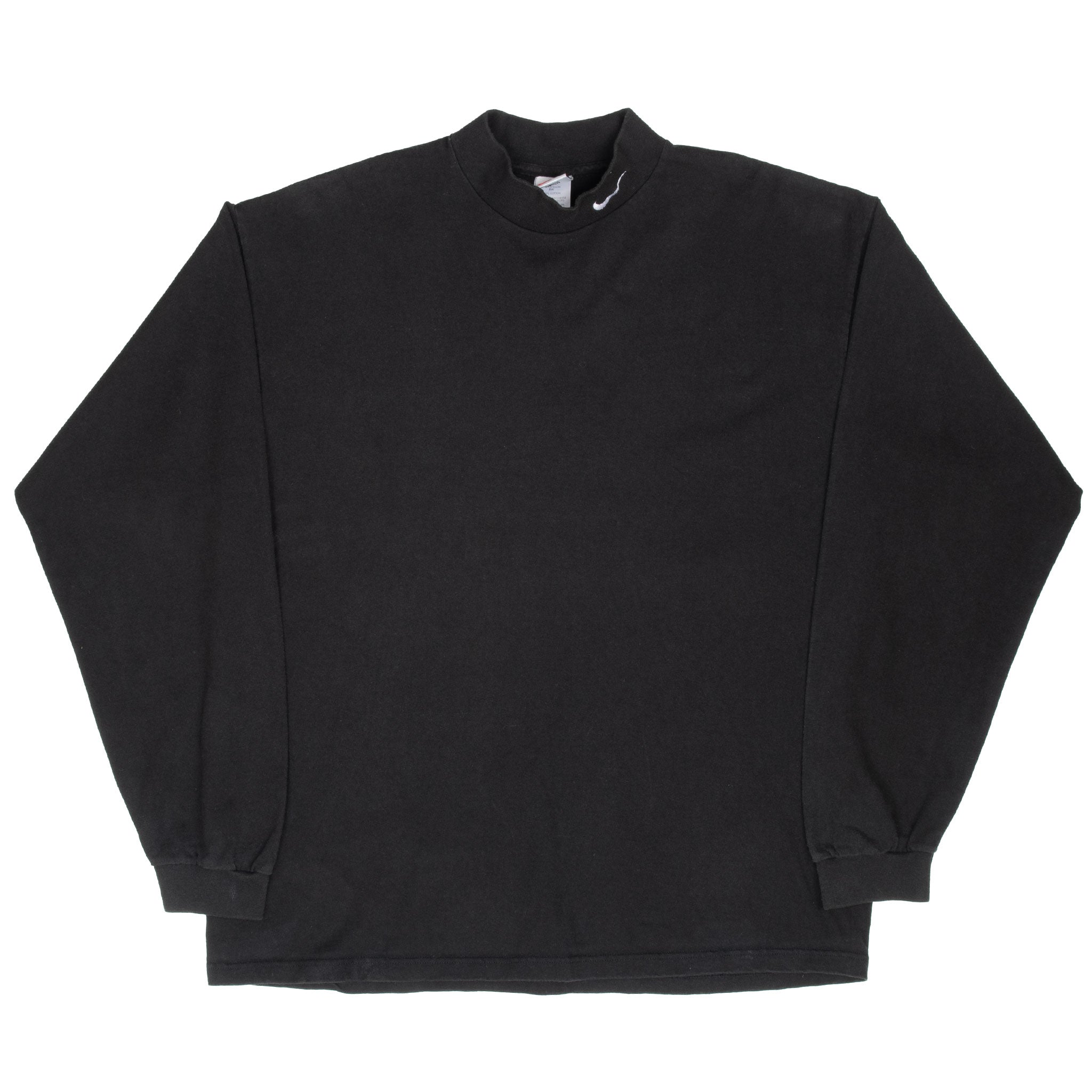 Vintage Nike Swoosh Long Sleeve Turtle Neck Black Tee Shirt 1990S Size XL