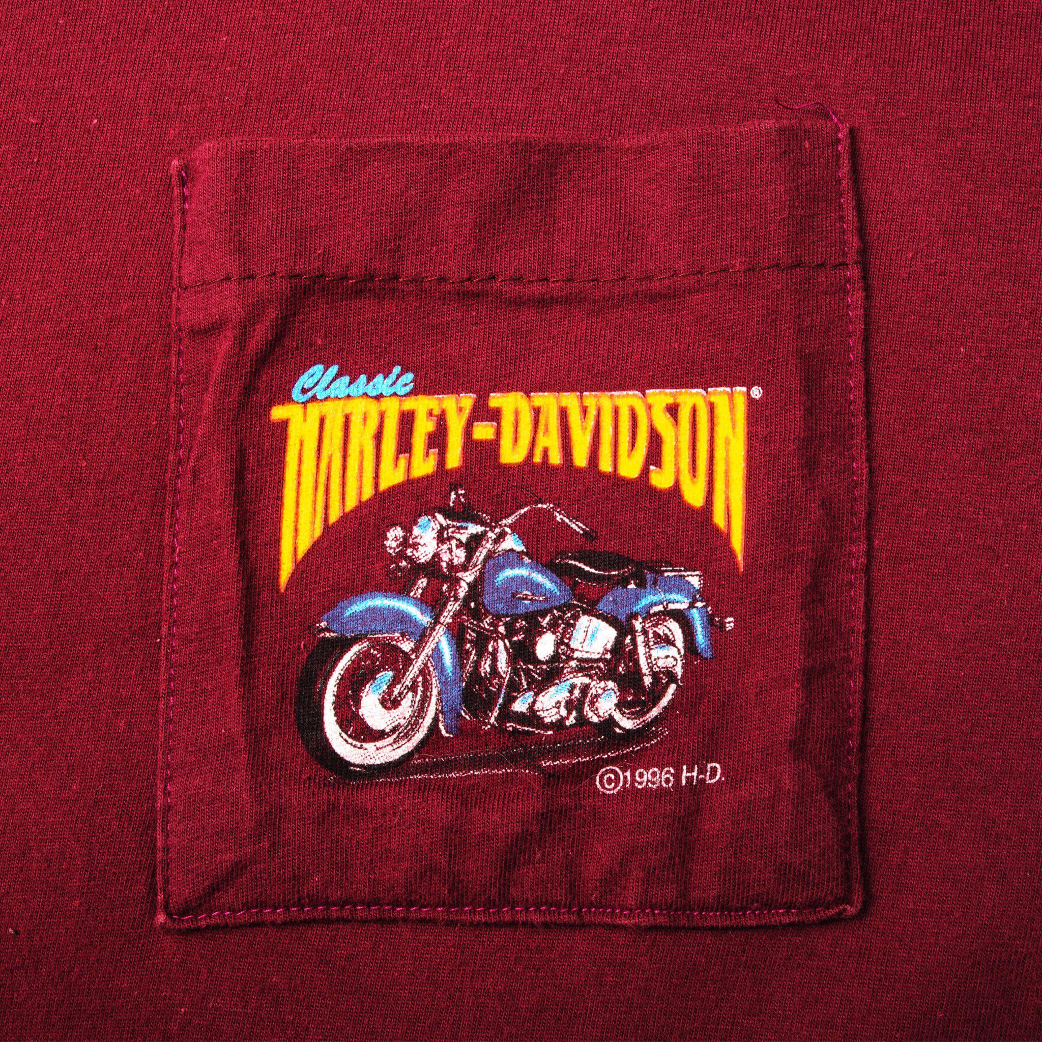 VINTAGE HARLEY DAVIDSON LONG SLEEVES TEE SHIRT 1996 SIZE LARGE MADE IN USA