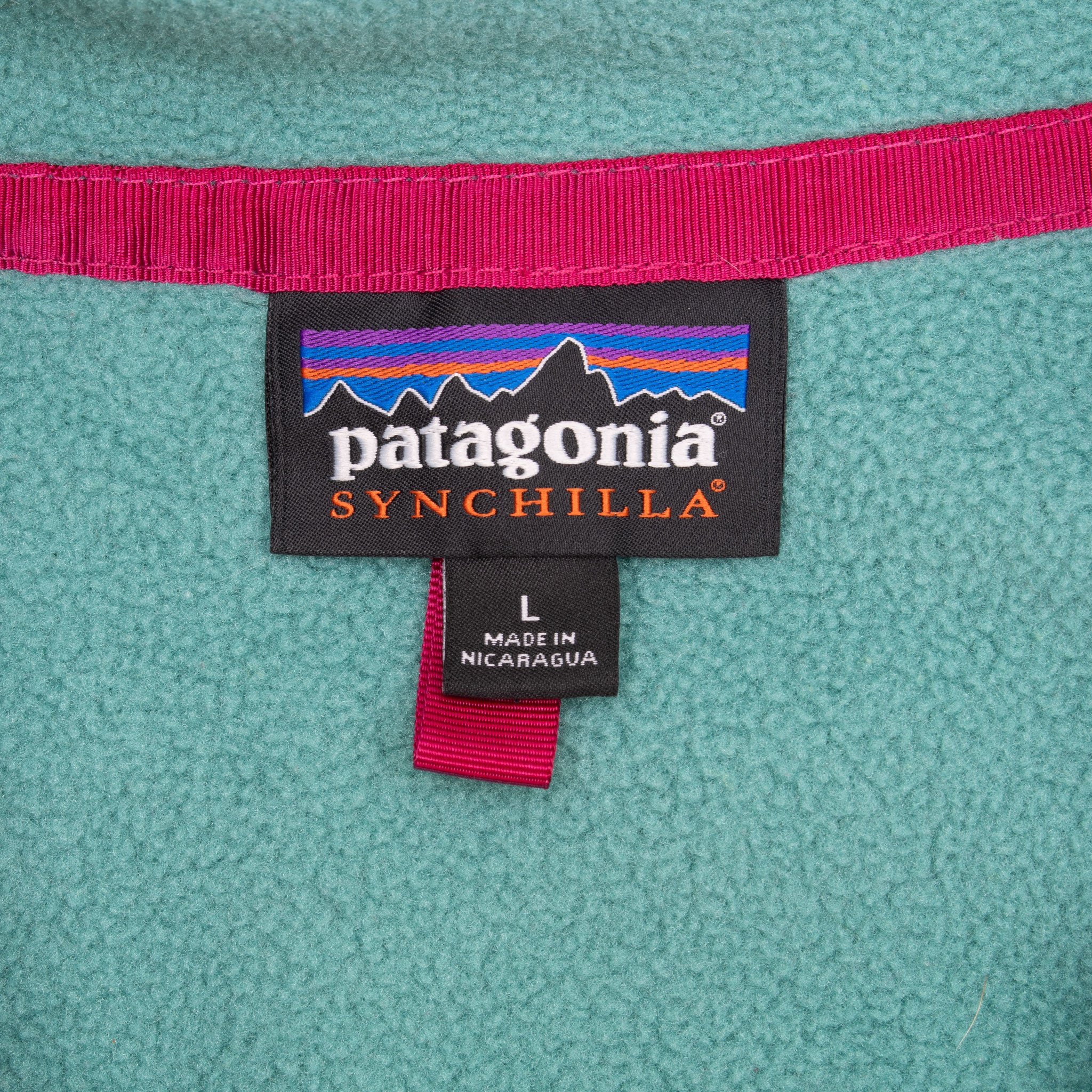 Vintage Patagonia Snap T Synchilla Green and Turquoise Woman Fleece Jacket Size Large