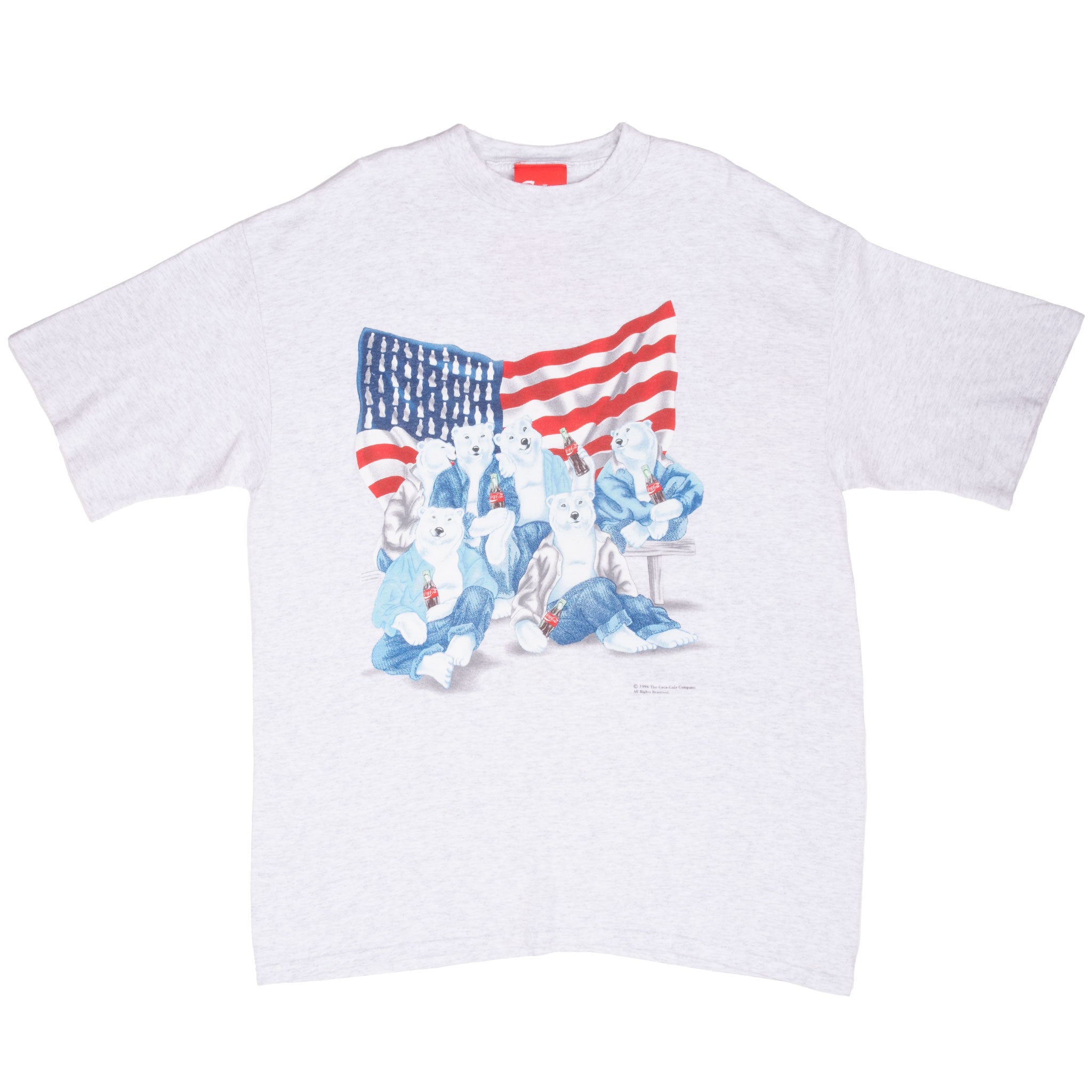 Vintage Coca Cola Polar Bears Tee Shirt 1996 Size XL Made In Usa With Single Stitch Sleeves
