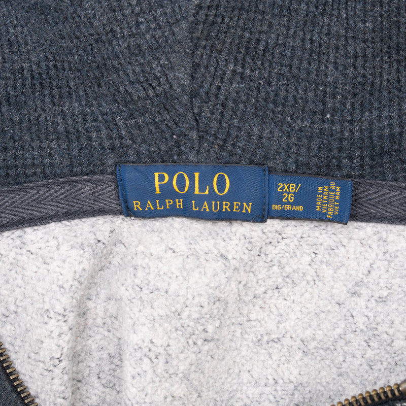VINTAGE RALPH LAUREN FULL ZIP DARK GREY HOODIE SWEATSHIRT 2XL BIG