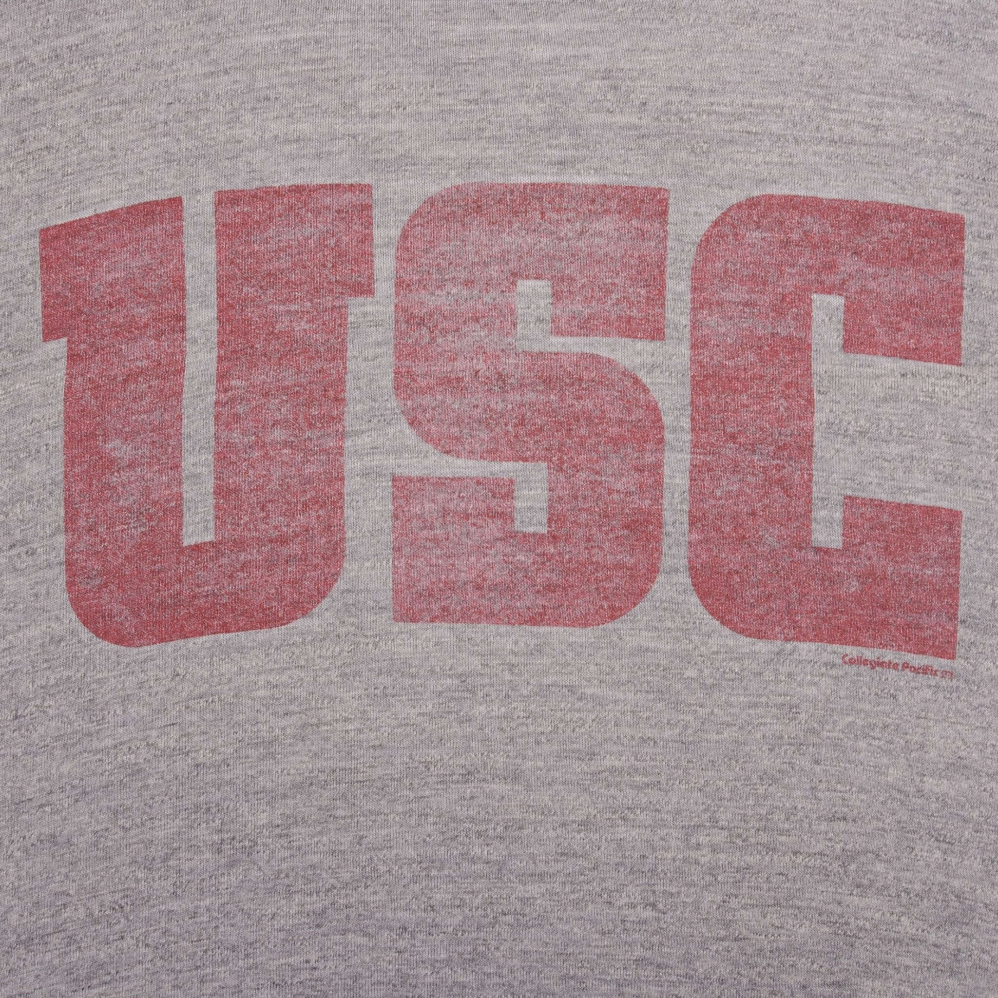 Vintage Usc Collegiate Pacific Tee Shirt 1970S Size Medium Made In USA With Single Stitch Sleeves