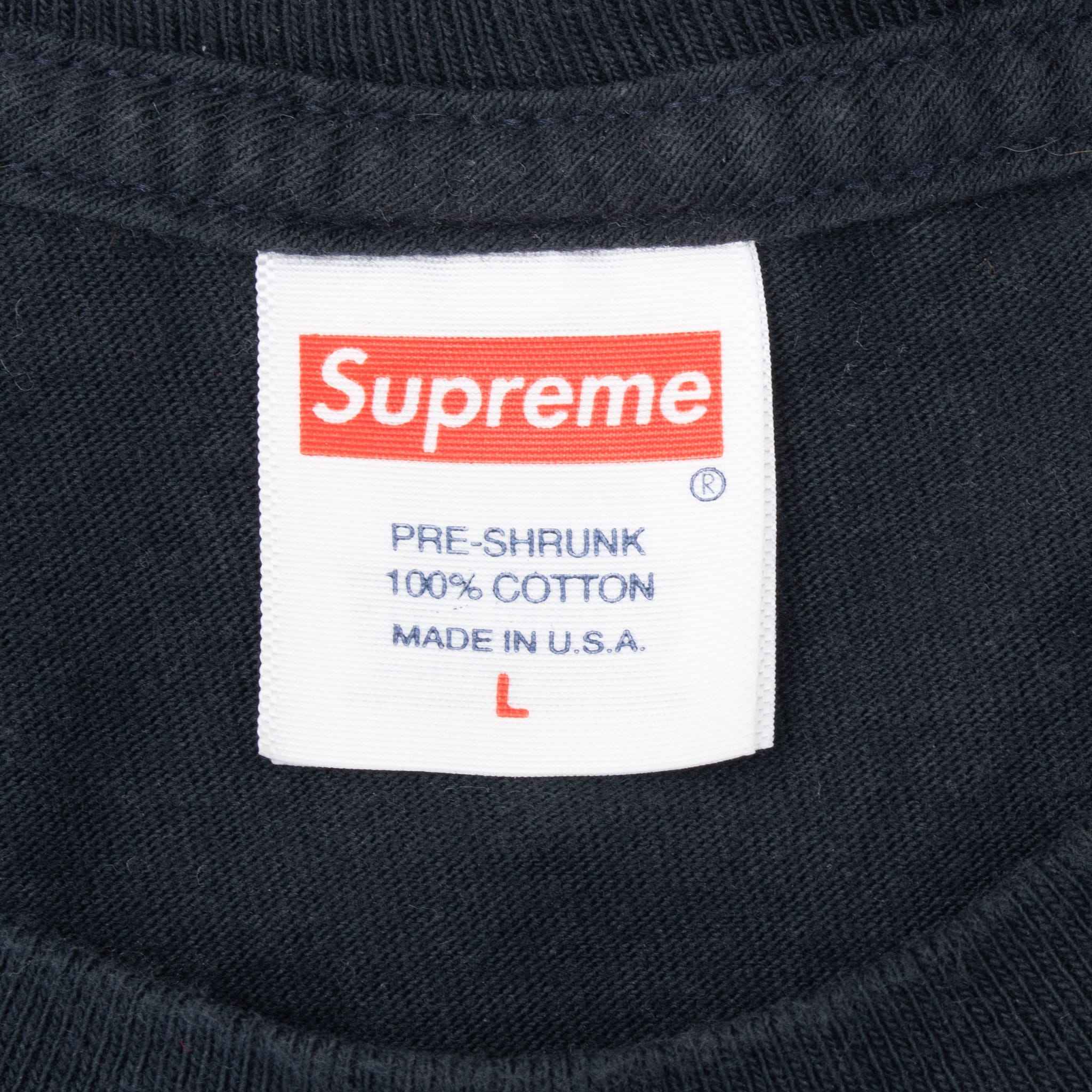 SUPREME TUNNEL BLACK TEE SHIRT SIZE LARGE MADE IN USA