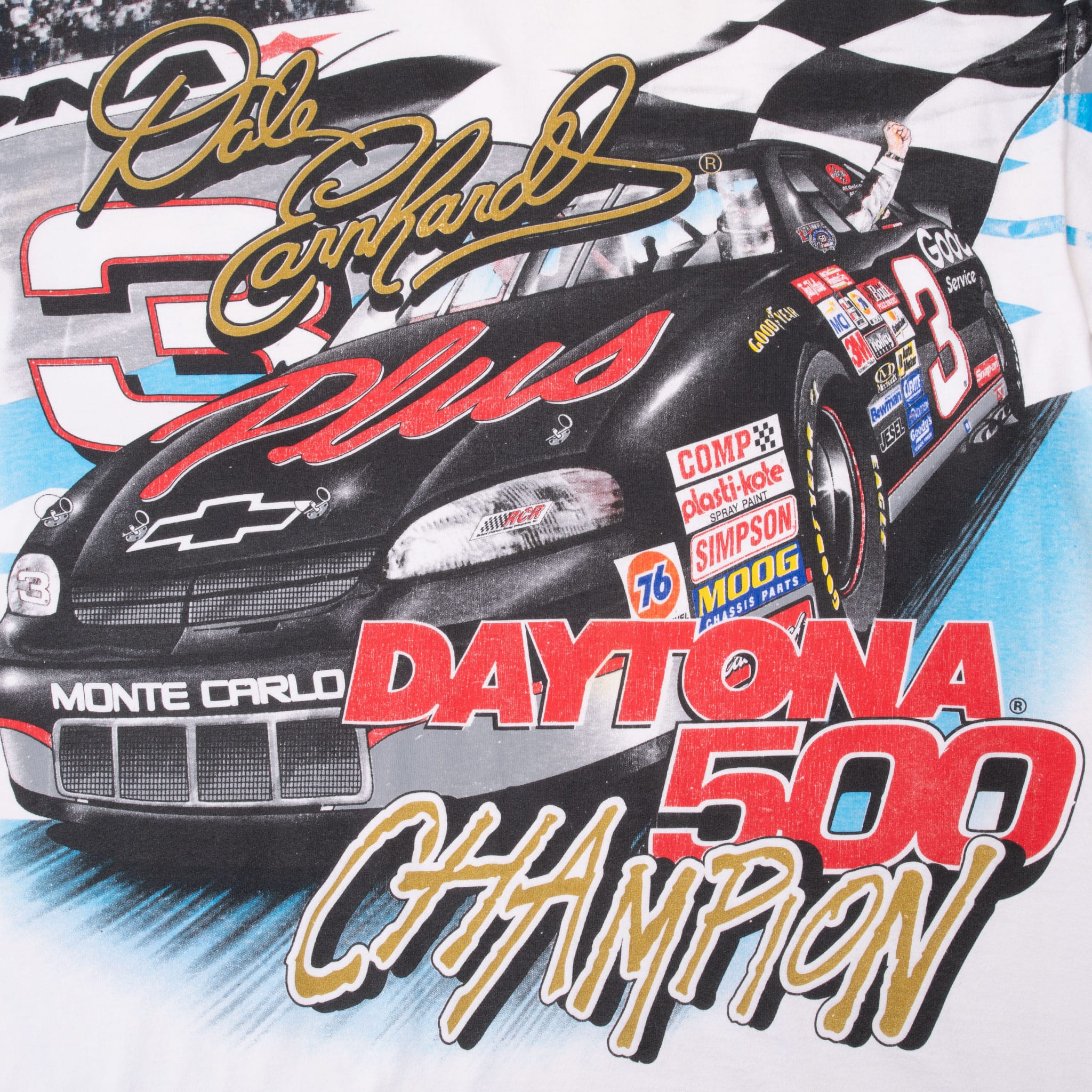 VINTAGE NASCAR ALL OVER PRINT DALE EARNHARDT DAYTONA 500 1998 TEE SHIRT MEDIUM
