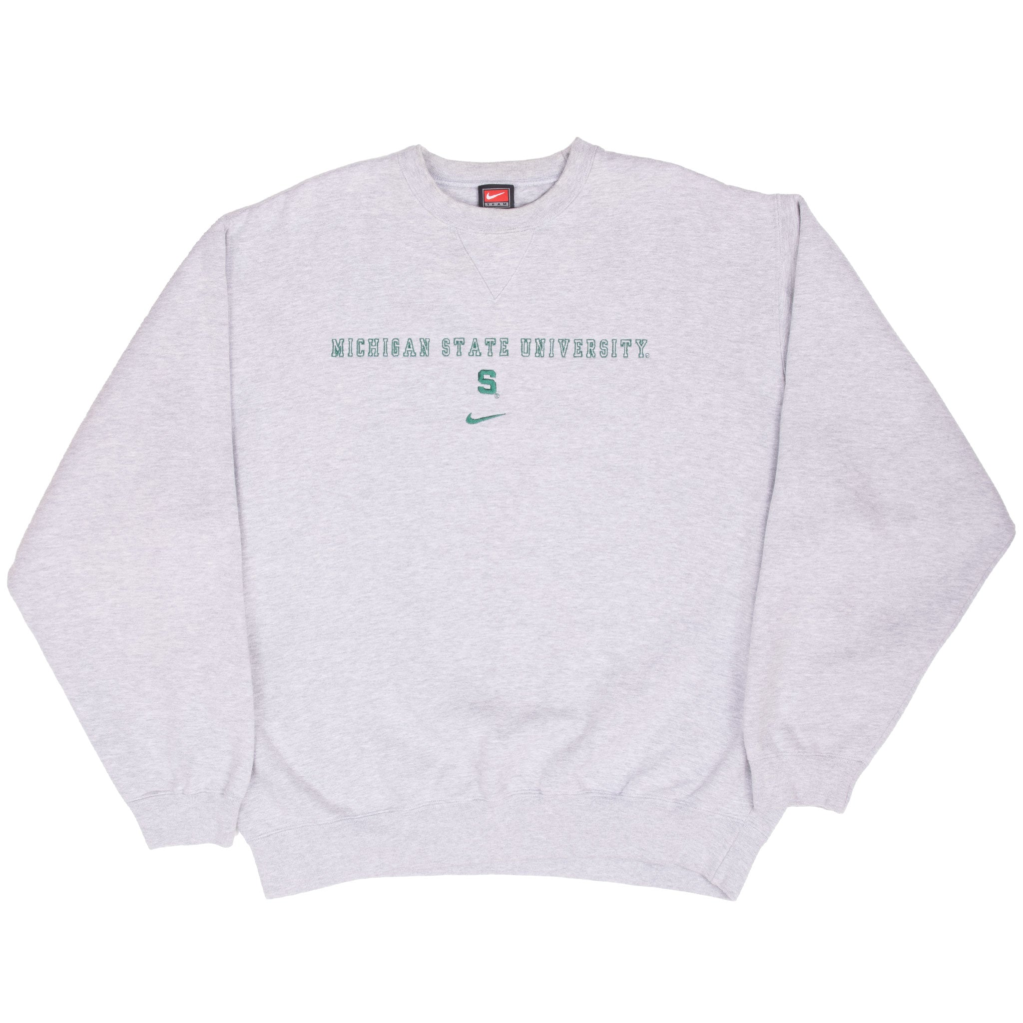 Vintage Nike Ncaa Michigan State Grey Crewneck Sweatshirt 1990S Size Large