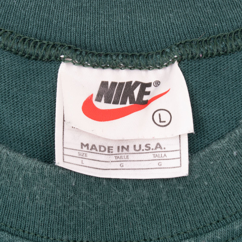 Vintage Nike Classic Swoosh Green Tank Top Tee Shirt 1990S Size Large Made In Usa
