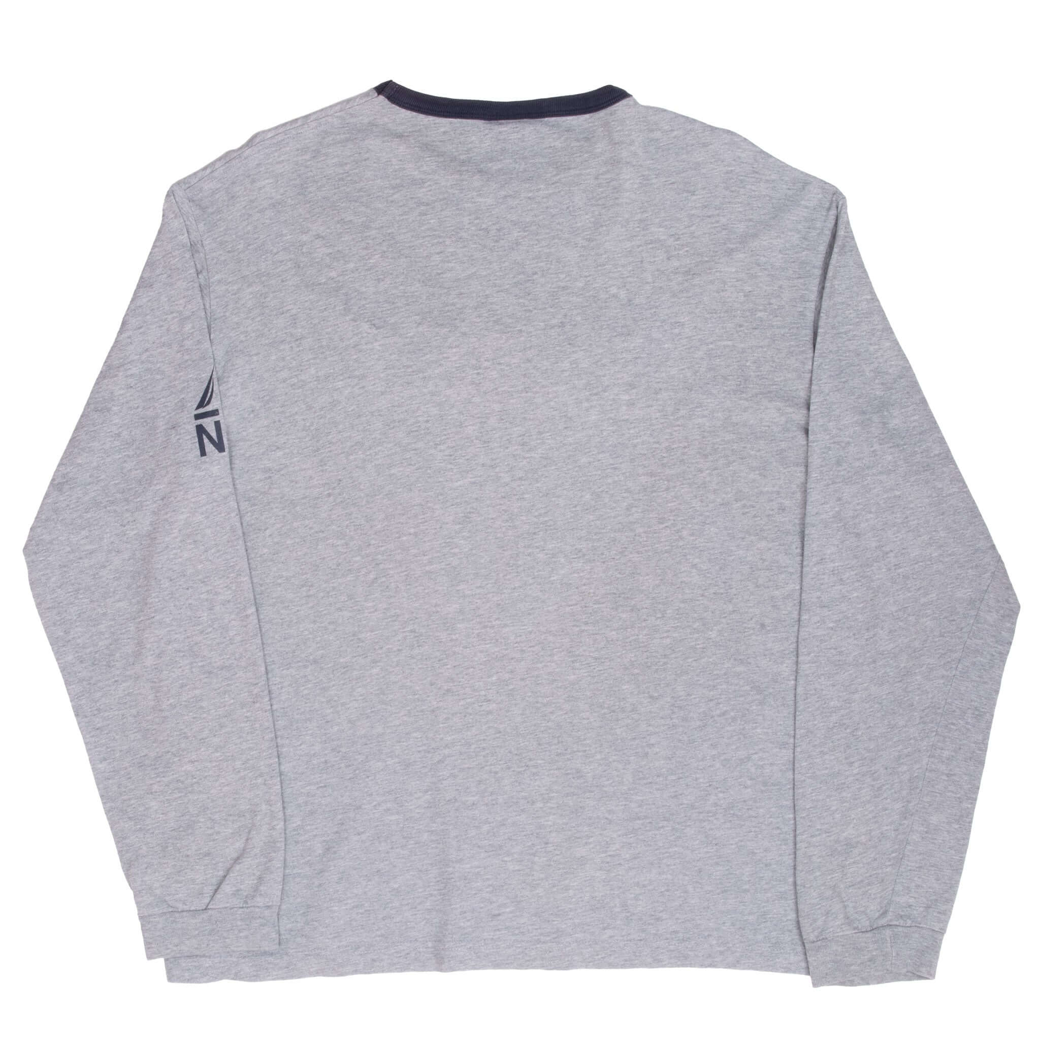 Vintage Nautica Embroidered Grey Long Sleeve Tee Shirt 2000S Size Large
