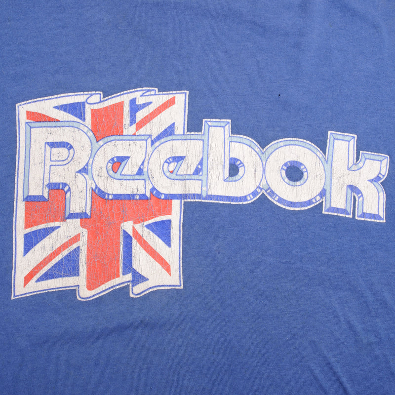 Vintage Reebok 1990S Union Jack Spellout Tee Shirt Size Large Made In USA With Single Stitch Sleeves