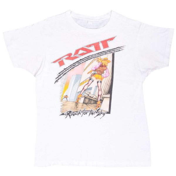 Vintage Ratt Reach For The Sky World Tour Tee Shirt 1989 Size Large With Single Stitch Sleeves