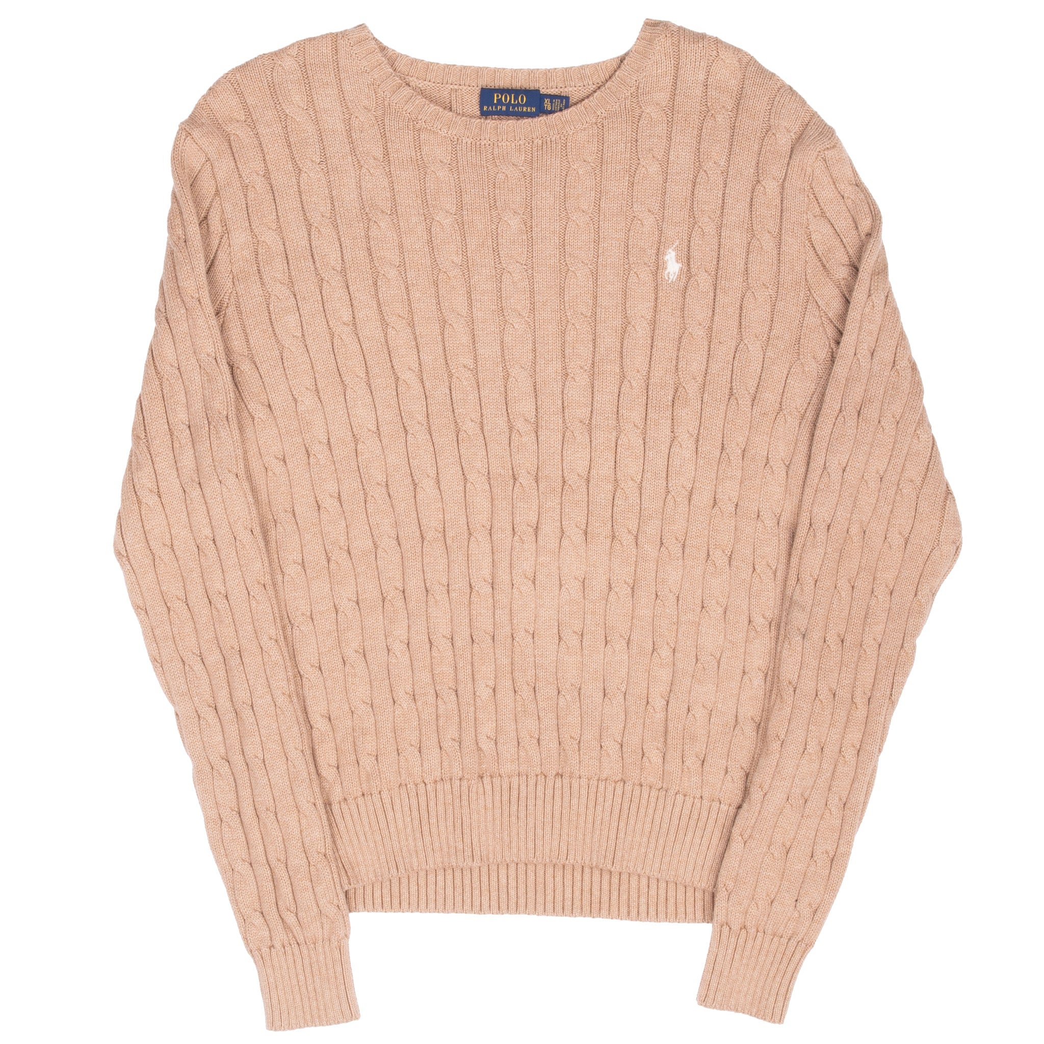 Vintage Polo Ralph Lauren Light Brown Knit Sweatshirt Size XL Women