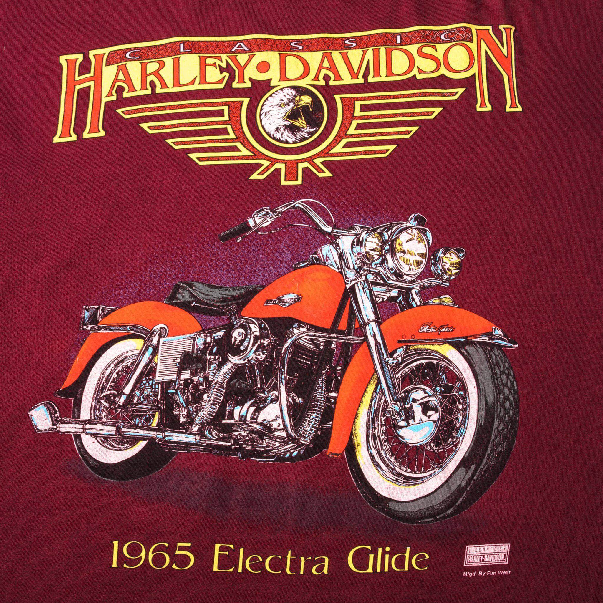 Vintage Harley Davidson 1965 Electra Glide Long Sleeves Tee Shirt Size XL Made In USA.