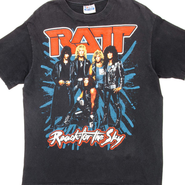 CAMISETA VINTAGE RATT REACH FOR THE SKY WORLD TOUR 1989 TALLA MEDIANA FABRICADA EN EE. UU.