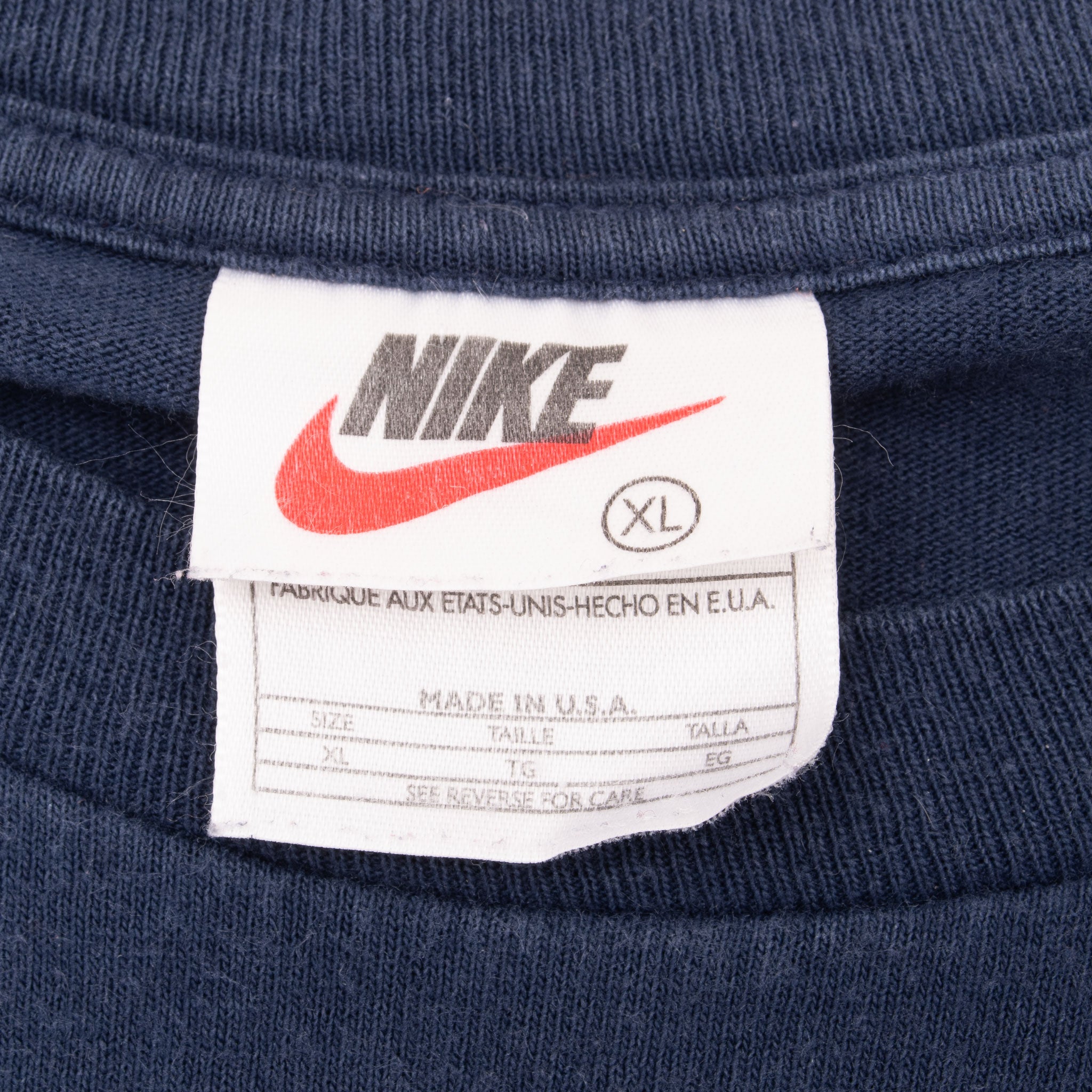 Vintage Nike Athletics Navy Blue Tee Shirt 1990S Size XL Made In Usa