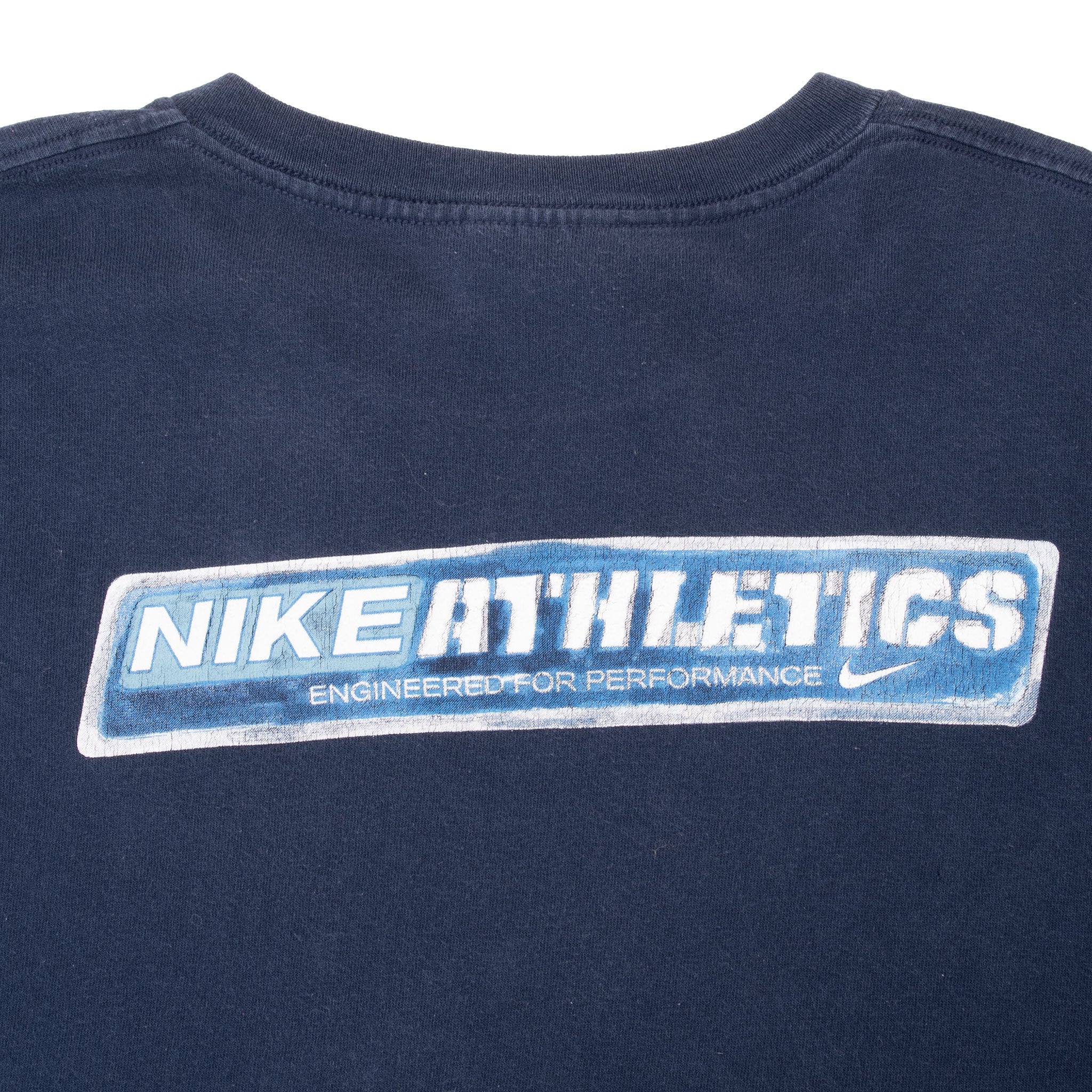 Vintage Nike Athletics Navy Blue Tee Shirt 1990S Size XL Made In Usa