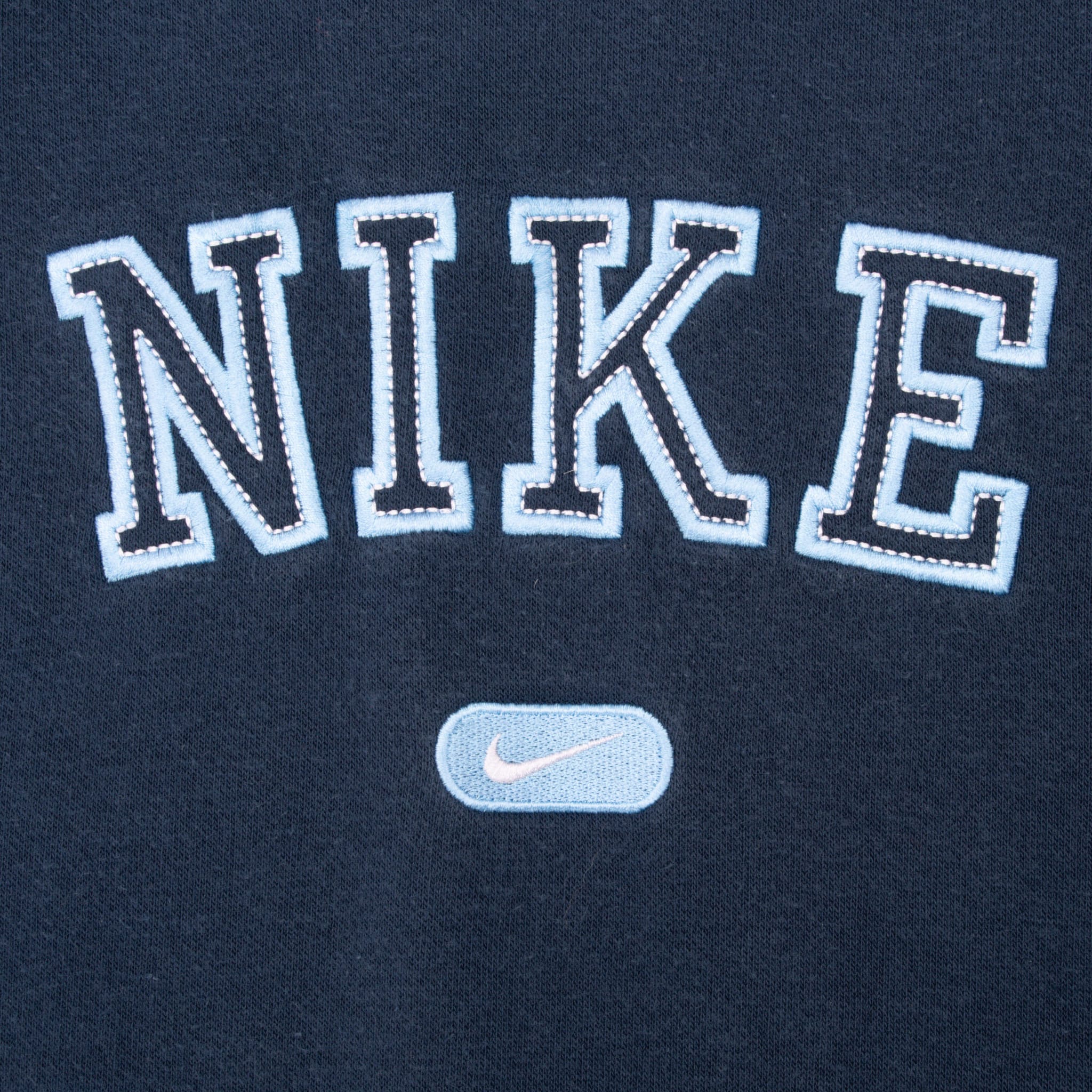 VINTAGE NIKE SPELLOUT SWOOSH NAVY BLUE HOODIE SWEATSHIRT 2000S SIZE 2XL