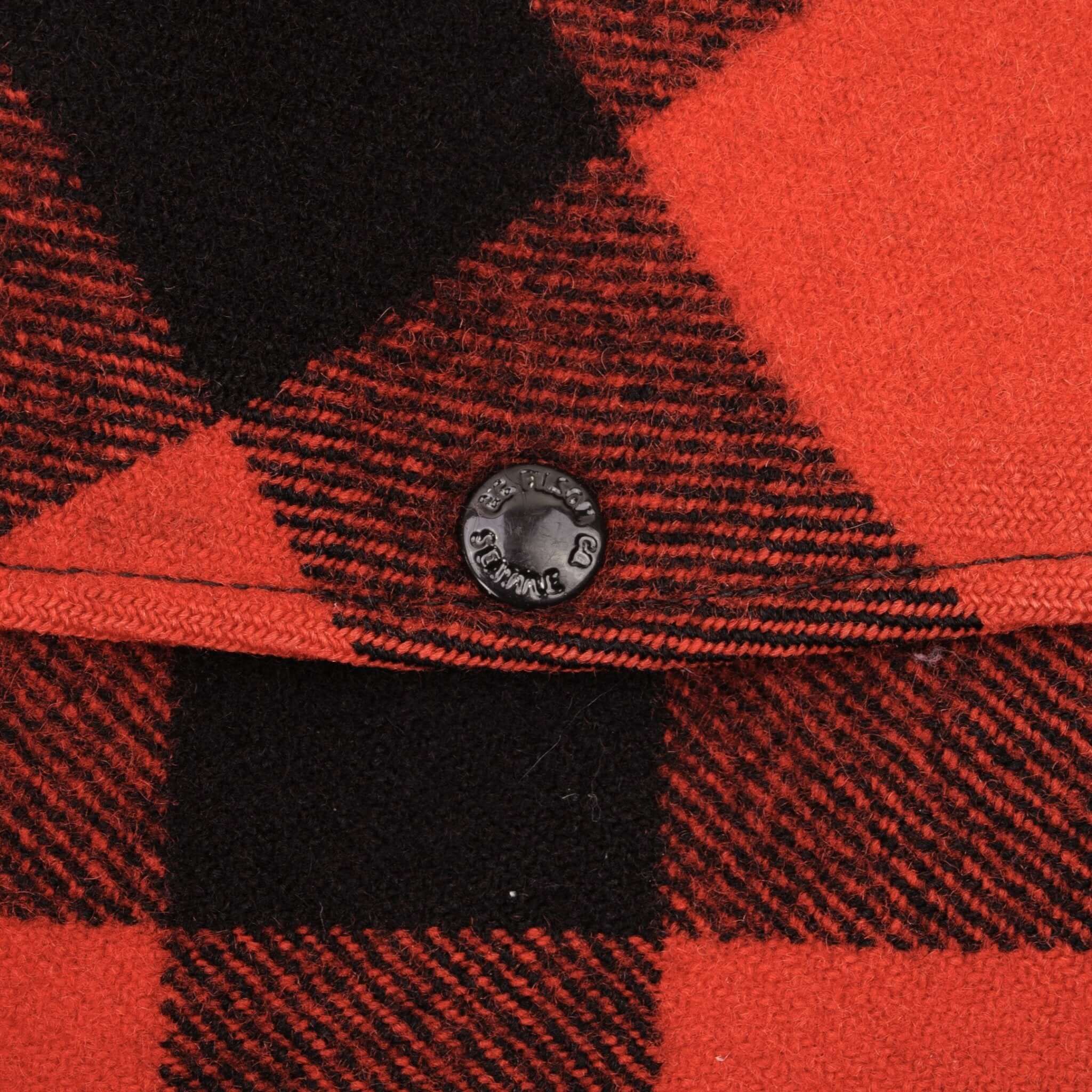 Vintage Original CC Filson Co Seattle Wool Double Mackinaw Cruiser Red And Black Plaid Size 40 Made In USA