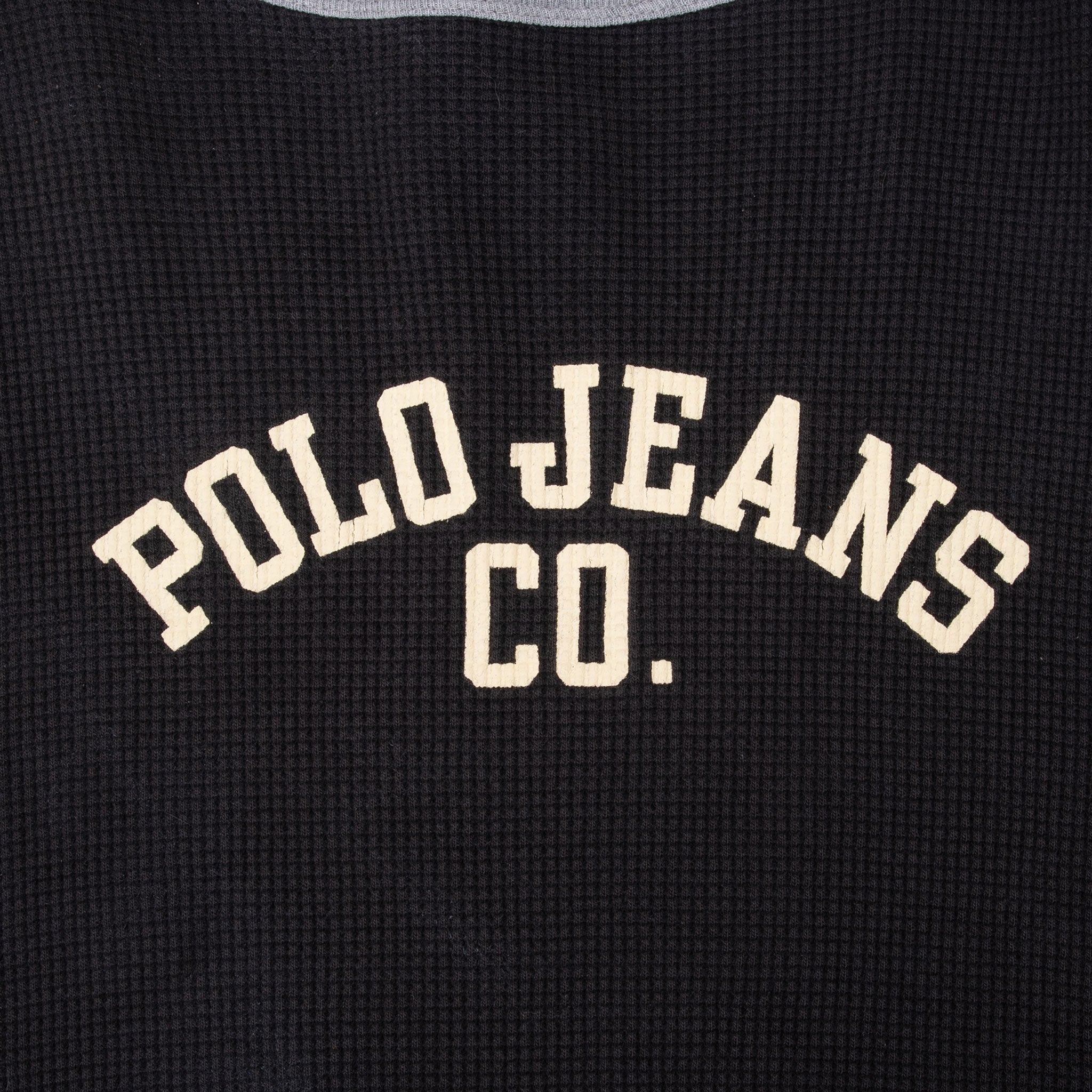Vintage Ralph Lauren Polo Jeans Co Black Long Sleeve Waffle Tee Shirt 1990S Size XL