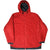 Front of reversible red Nike fleece hooded jacket with black trim and zip pockets
