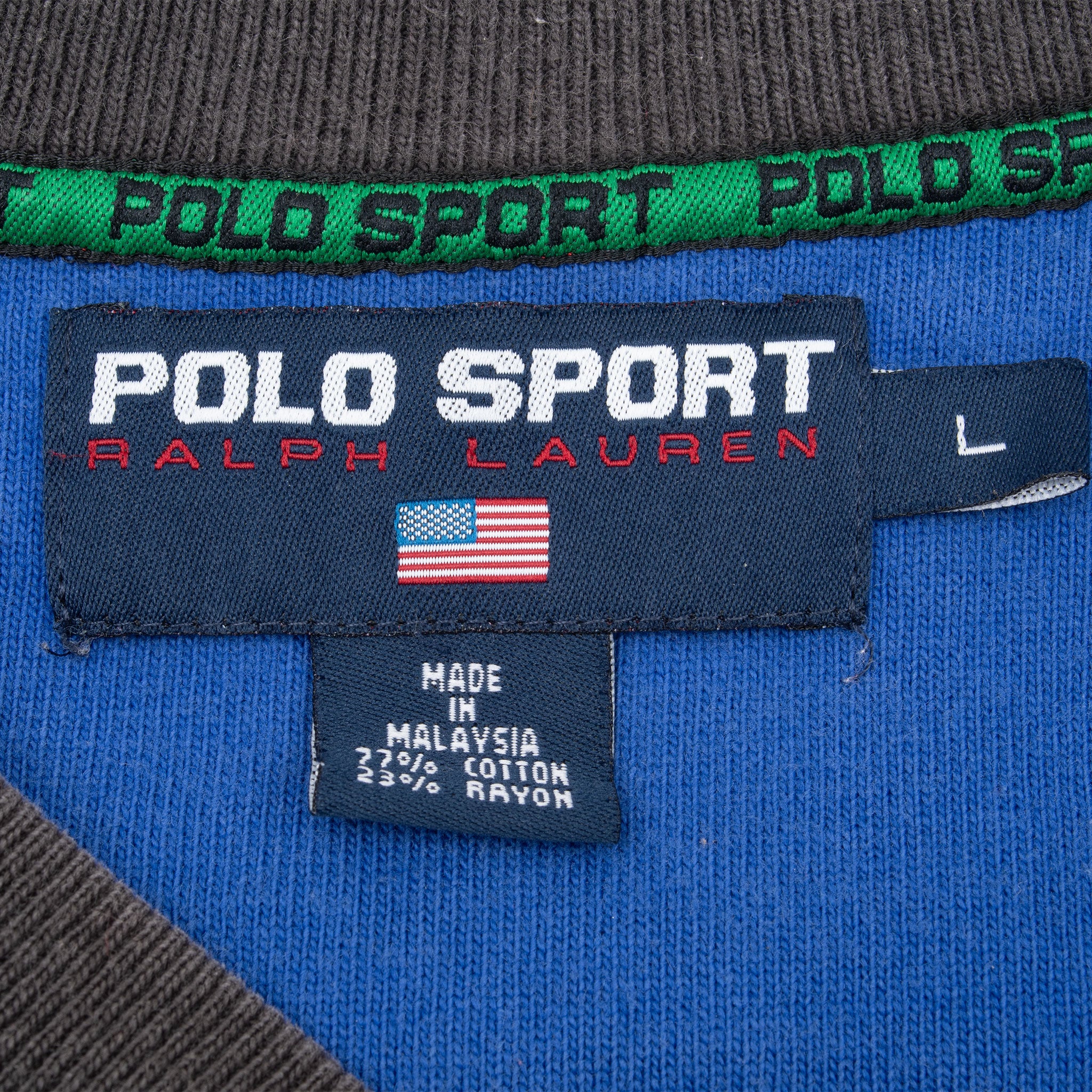 Vintage Ralph Lauren Polo Sport Black Red Long Sleeve Raglan Tee Shirt Size Large