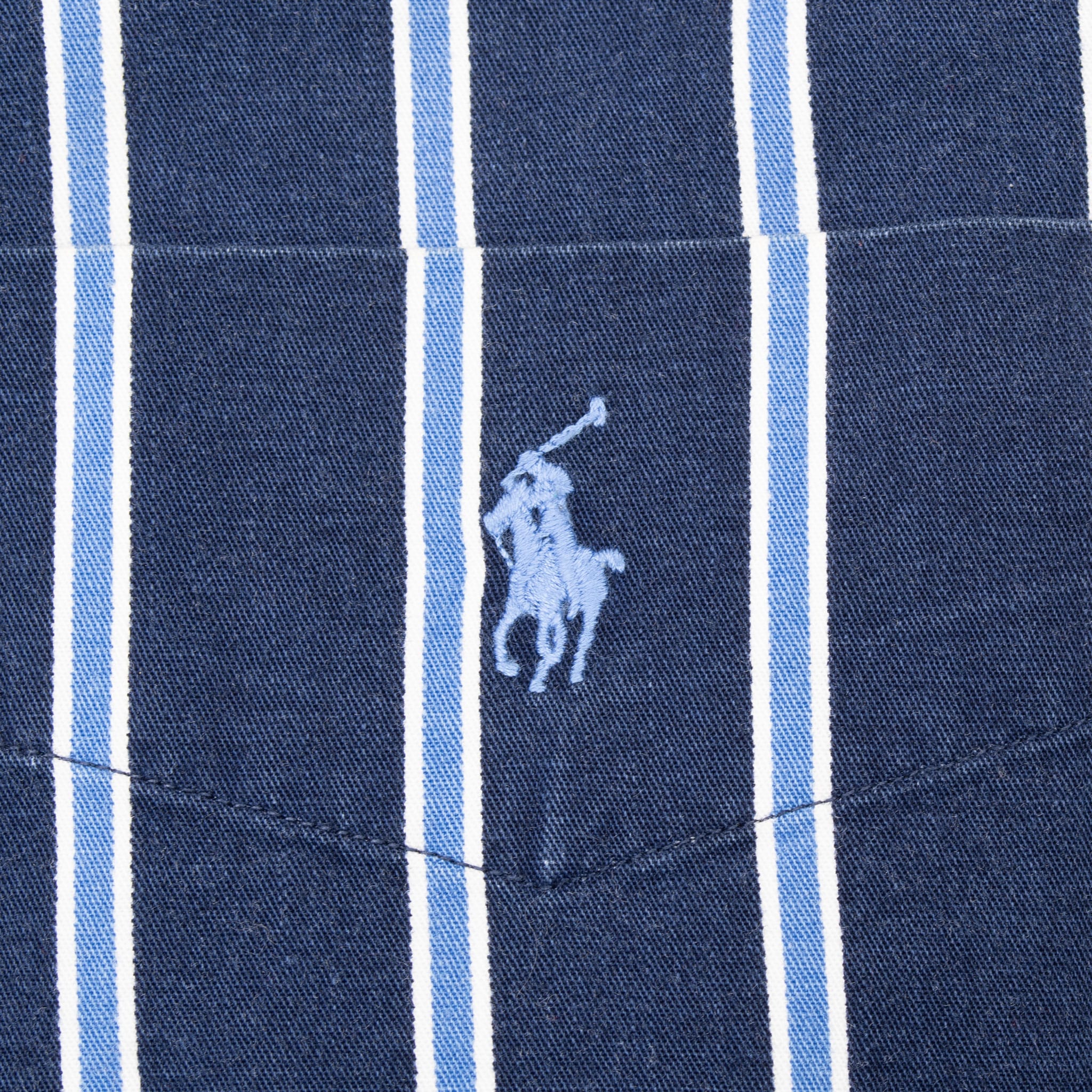 VINTAGE POLO RALPH LAUREN BLUE WHITE STRIPED SHIRT 1990S MEDIUM