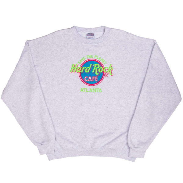 Vintage Hard Rock Cafe Save The Planet Atlanta Grey Sweatshirt 1990S Size XL