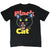 Back view of black Supreme T-shirt featuring a large snarling Black Cat graphic