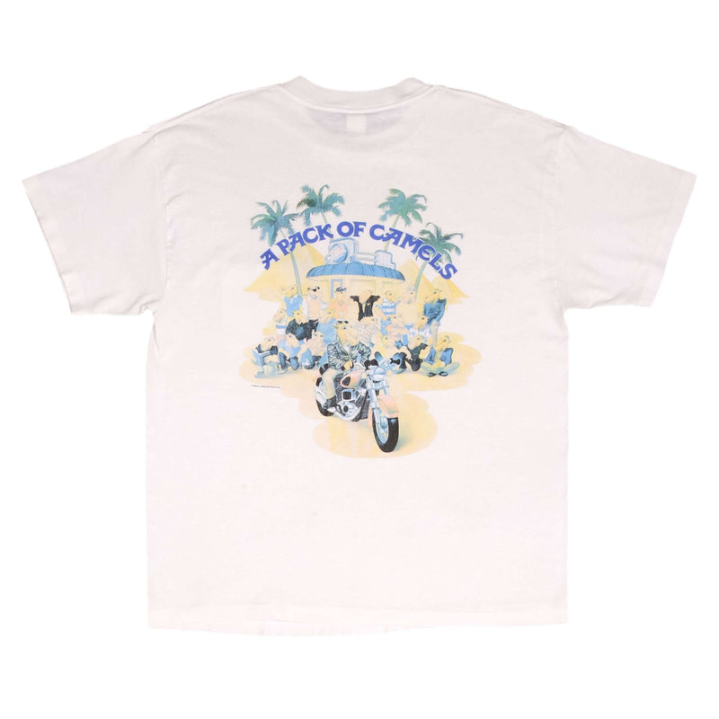 Vintage Joe's Pack Of Camel Pocket Tee Shirt 1990S Size Large Made In Usa With Single Stitch Sleeves