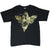Full front view of black Otep T-shirt with winged figure graphic and script text