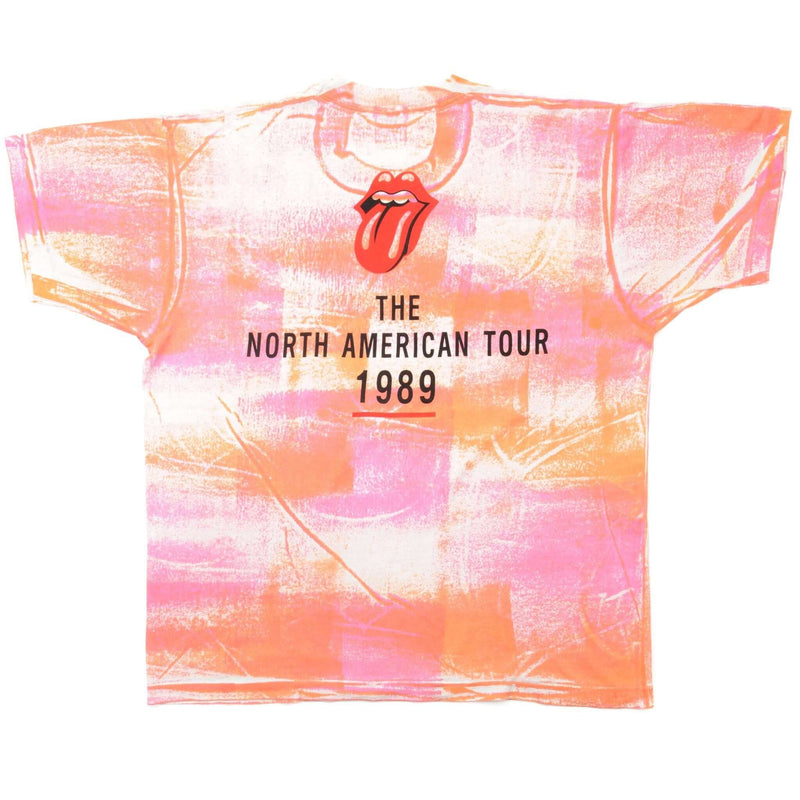 Vintage The Rolling Stones The North American Tour Tee Shirt 1989 Size Large Made In USA with single stitch sleeves.