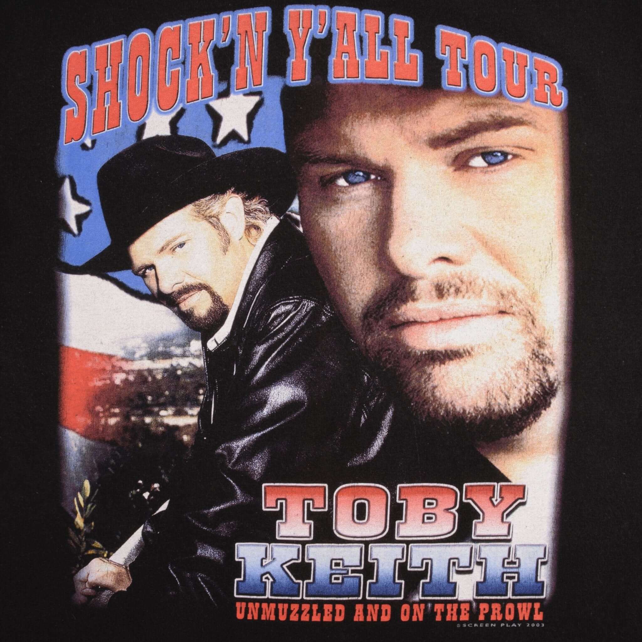 Vintage Toby Keith Shock'n Y'all Tour Tee Shirt 2003 Size Medium