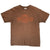 Full front view of brown Harley-Davidson T-shirt with orange logo graphic