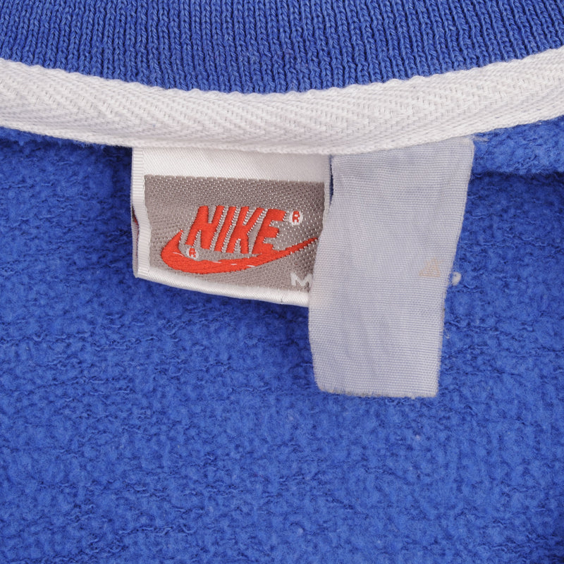 Vintage Nike Spell Out Quarter Zip Blue Sweatshirt 1990S Size Medium