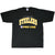 Full front view of black Pittsburgh Steelers T-shirt with gold and white NFL Pro Line print