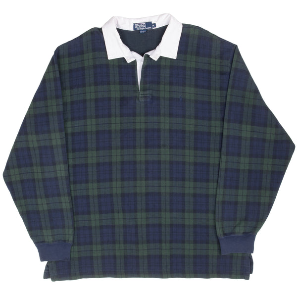 Vintage Ralph Lauren Plaid Rugby Polo Shirt 1990S Size XL Made In Usa