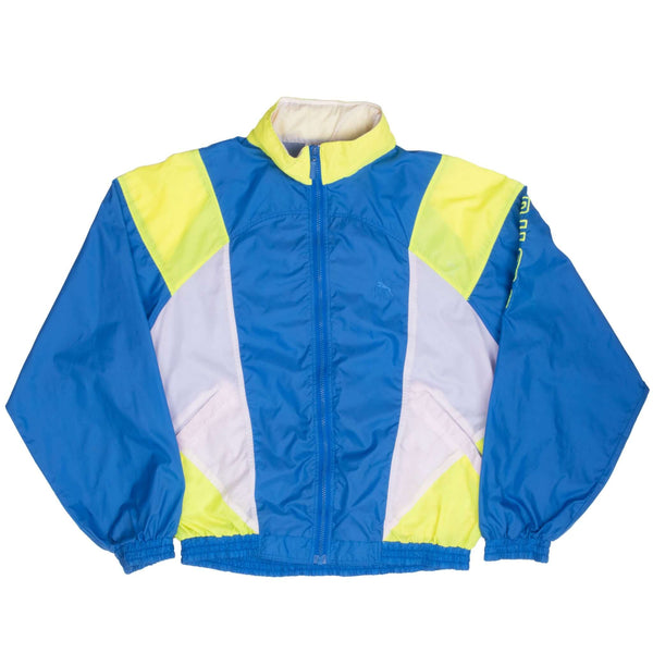 Vintage Puma Neon Windbreaker Jacket 1980S Size Medium
