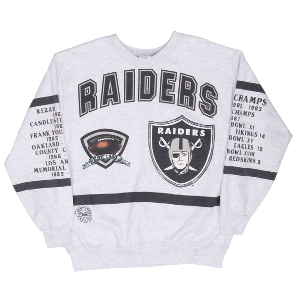 Vintage Nfl Oakland Raiders All Over Print 1990S Sweatshirt Size XL Made In Usa