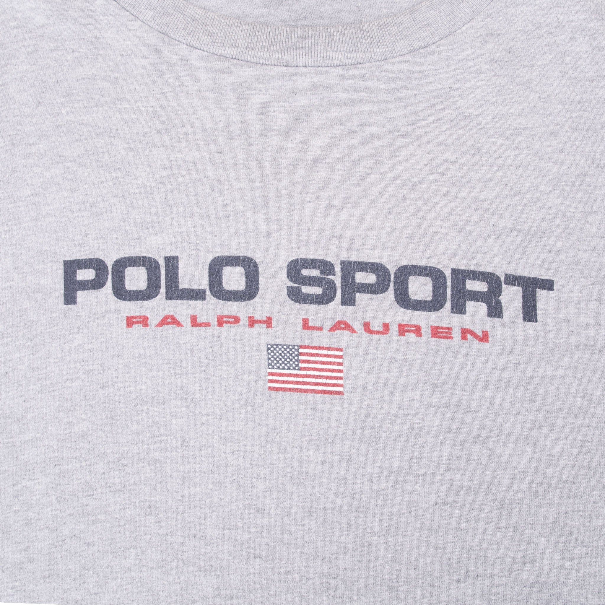 Vintage Ralph Lauren Polo Sport Grey Long Sleeve Tee Shirt 1990S Size XL