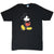 Full front view of black Disney T-shirt with walking Mickey Mouse graphic