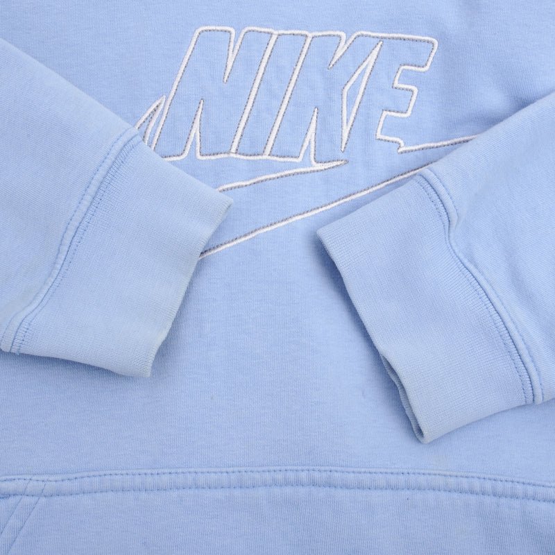 Vintage Blue Nike Spellout Swoosh Hoodie 2000S Size XL