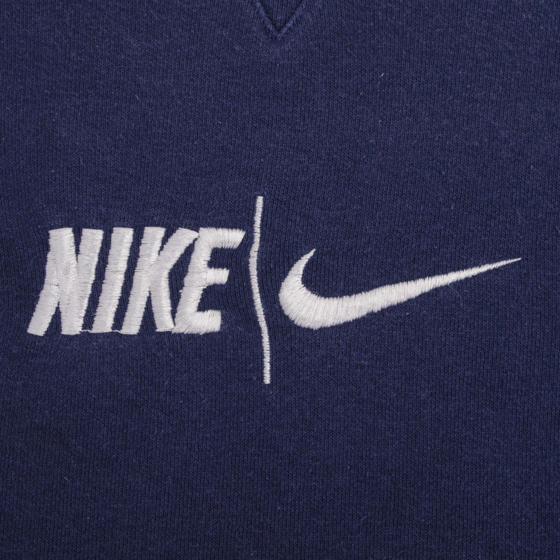 Vintage Nike Spellout Swoosh Navy Blue Crewneck Sweatshirt 1990S Size 2XL