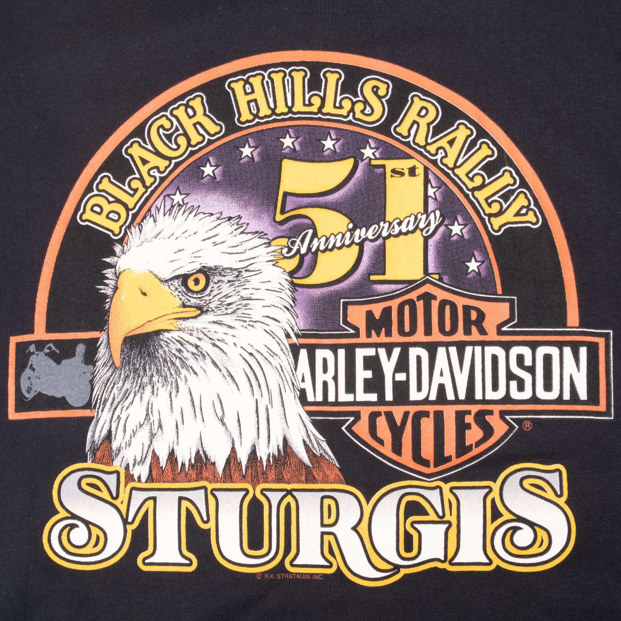 Vintage Harley Davidson Sturgis Black Hills Rally 1991 Tee Shirt Size Medium Made In Usa With Single Stitch Sleeves