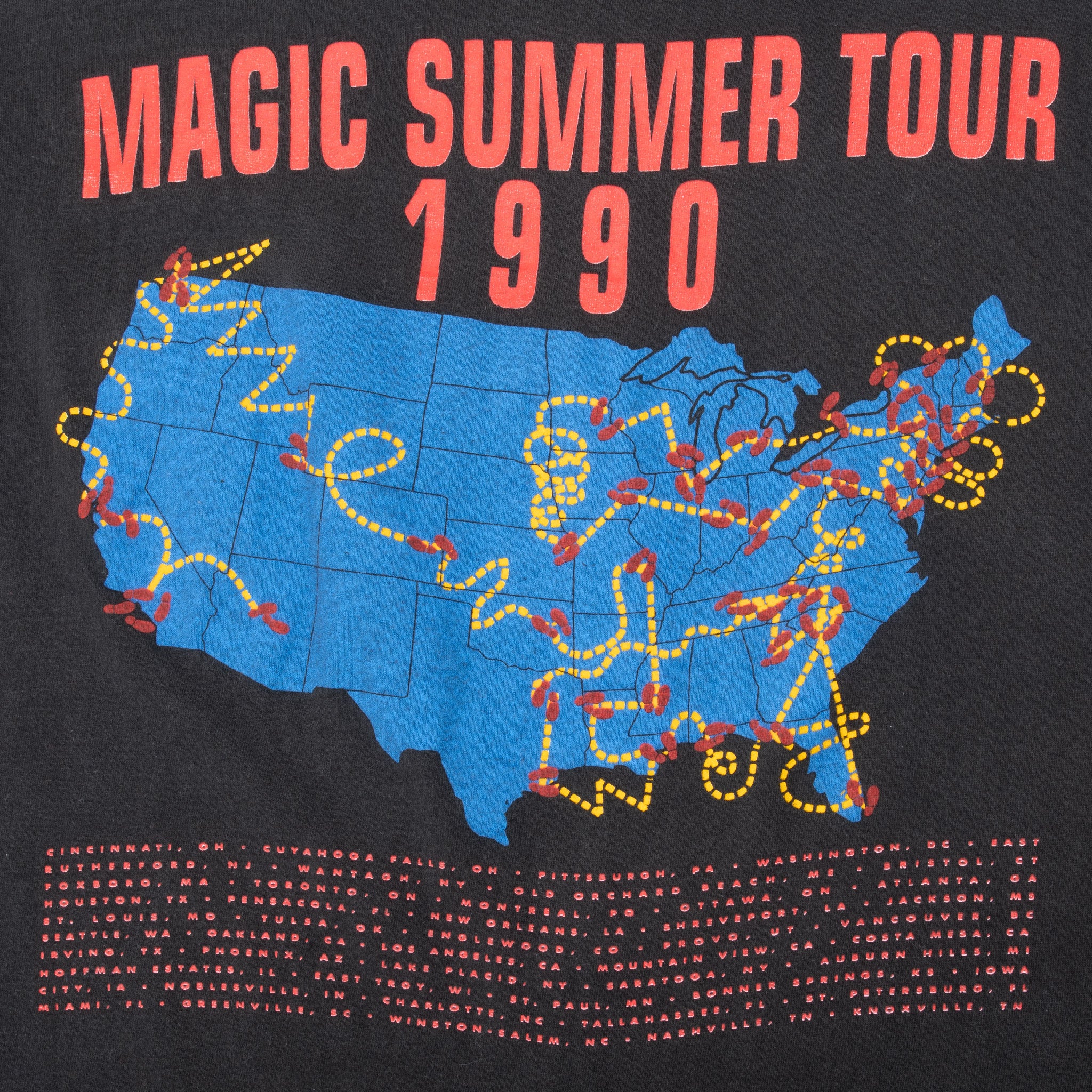 Vintage New Kids On The Block Magic Summer Tour 1990 Tee Shirt Size Medium Made In Usa With Single Stitch Sleeves