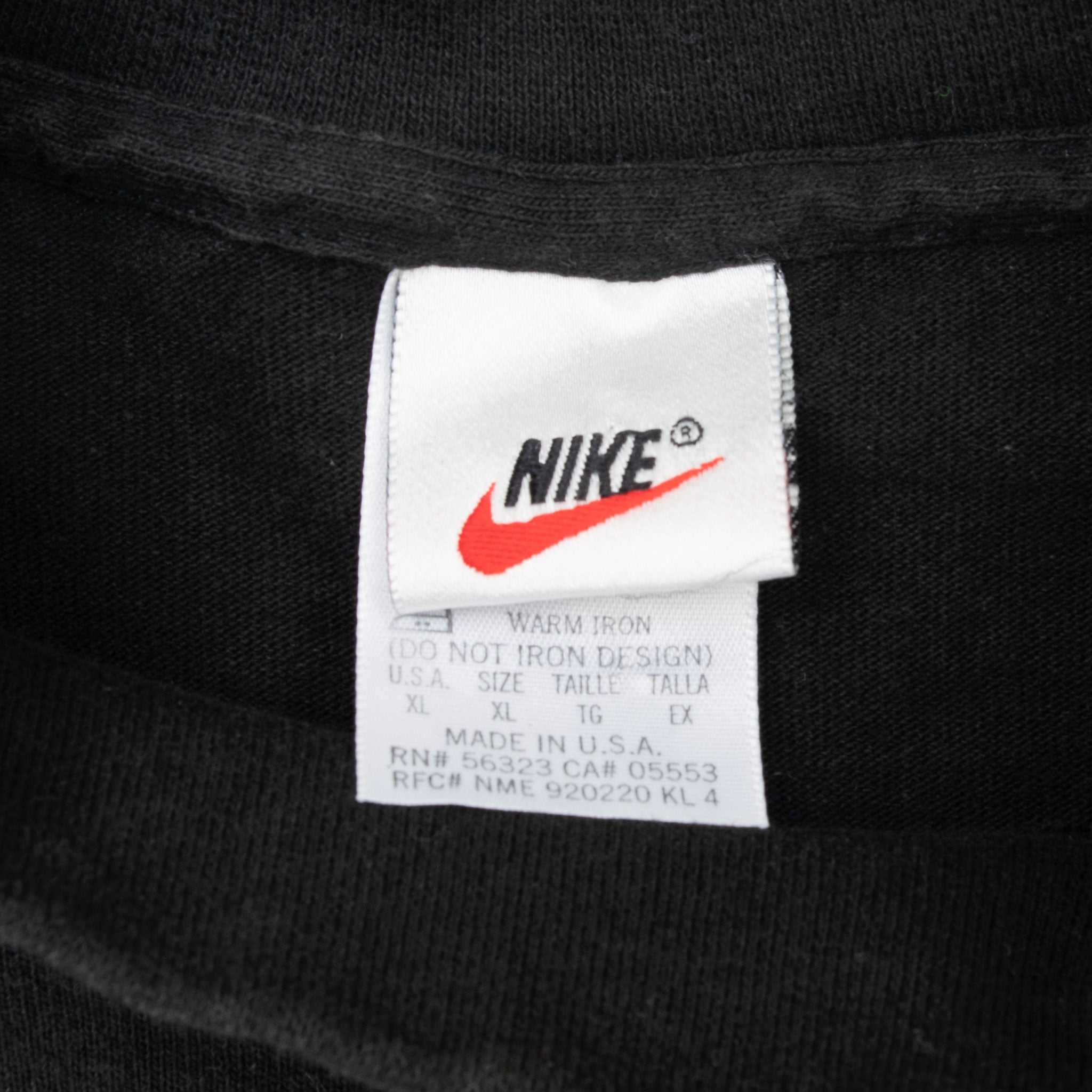 Vintage Nike Swoosh Long Sleeve Turtle Neck Black Tee Shirt 1990S Size XL