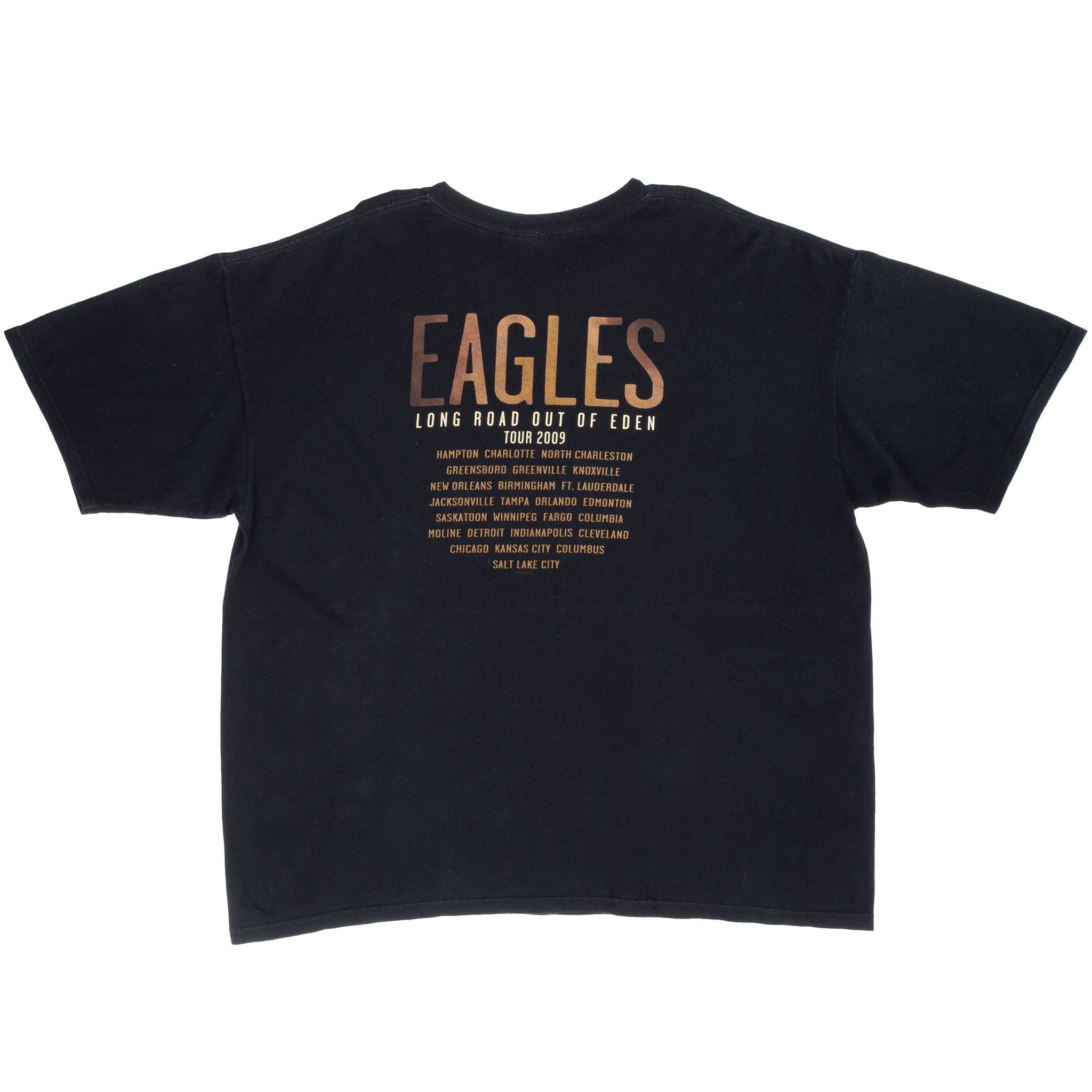 VINTAGE EAGLES LONG ROAD OUT OF EDEN TOUR 2009 BLACK TEE SHIRT 3XL